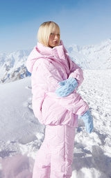 SKI PINK WAVE HOODED PUFFER JACKET