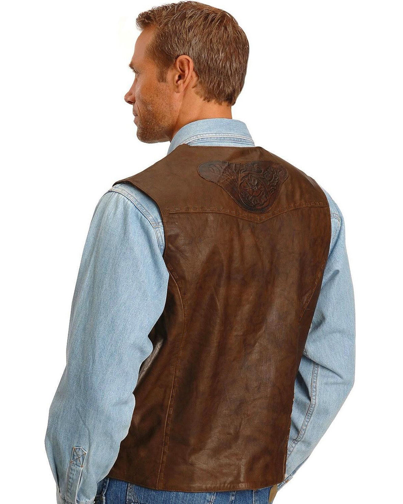 TOOLED LEATHER VEST