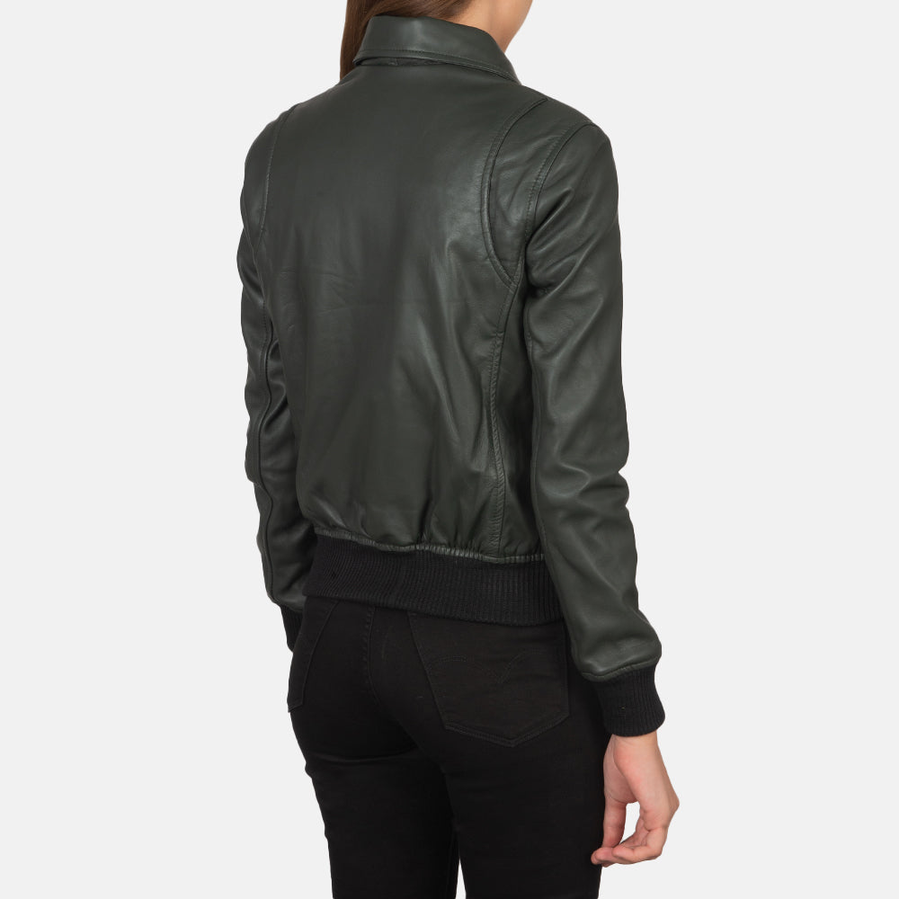 Westa A-2 Green Leather Bomber Jacket - Kualited