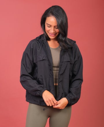 Women's Elite Zip Front Hooded Jacket in Black