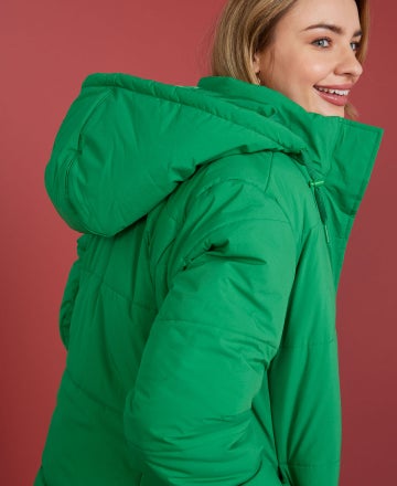 Women's Hooded Puffer Jacket in Green