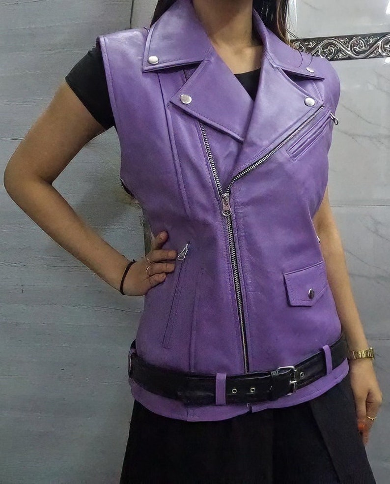 Womens Purple Leather VEST