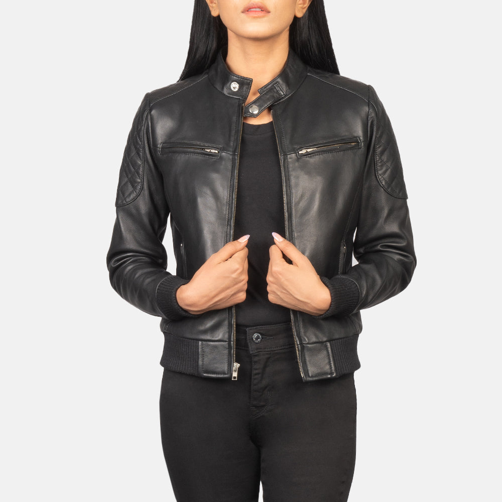 Zenna Black Leather Biker Jacket