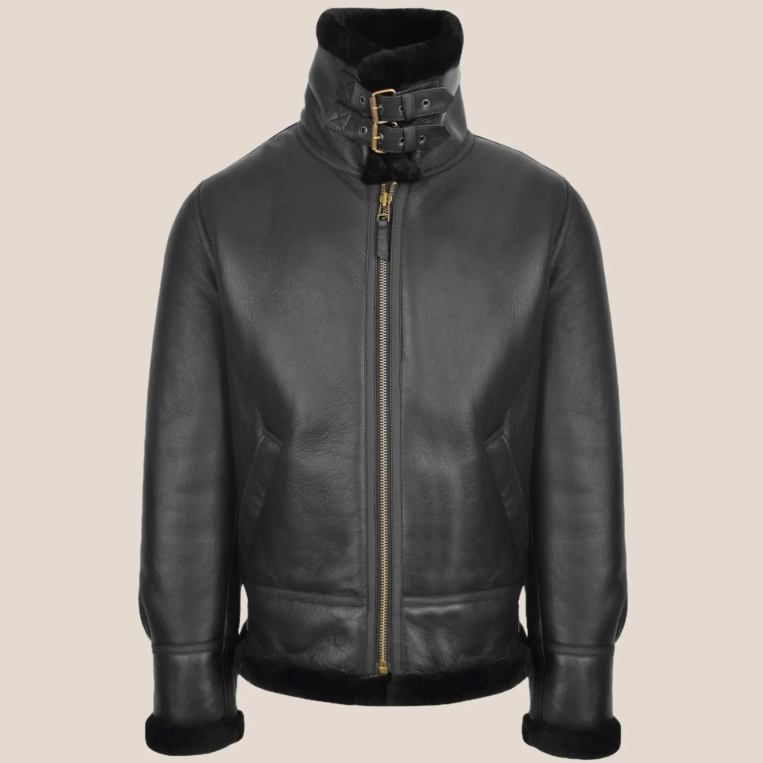 Men's Classic Black B3 Sheepskin Leather Jacket