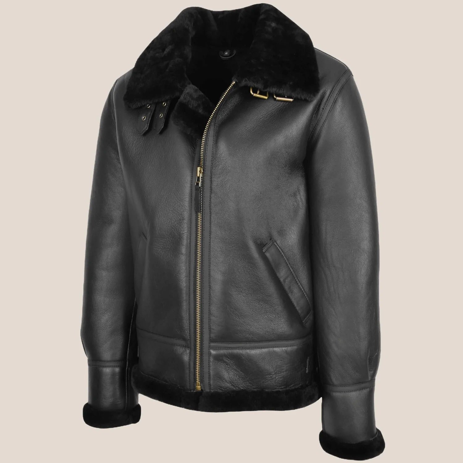 Men's Classic Black B3 Sheepskin Leather Jacket