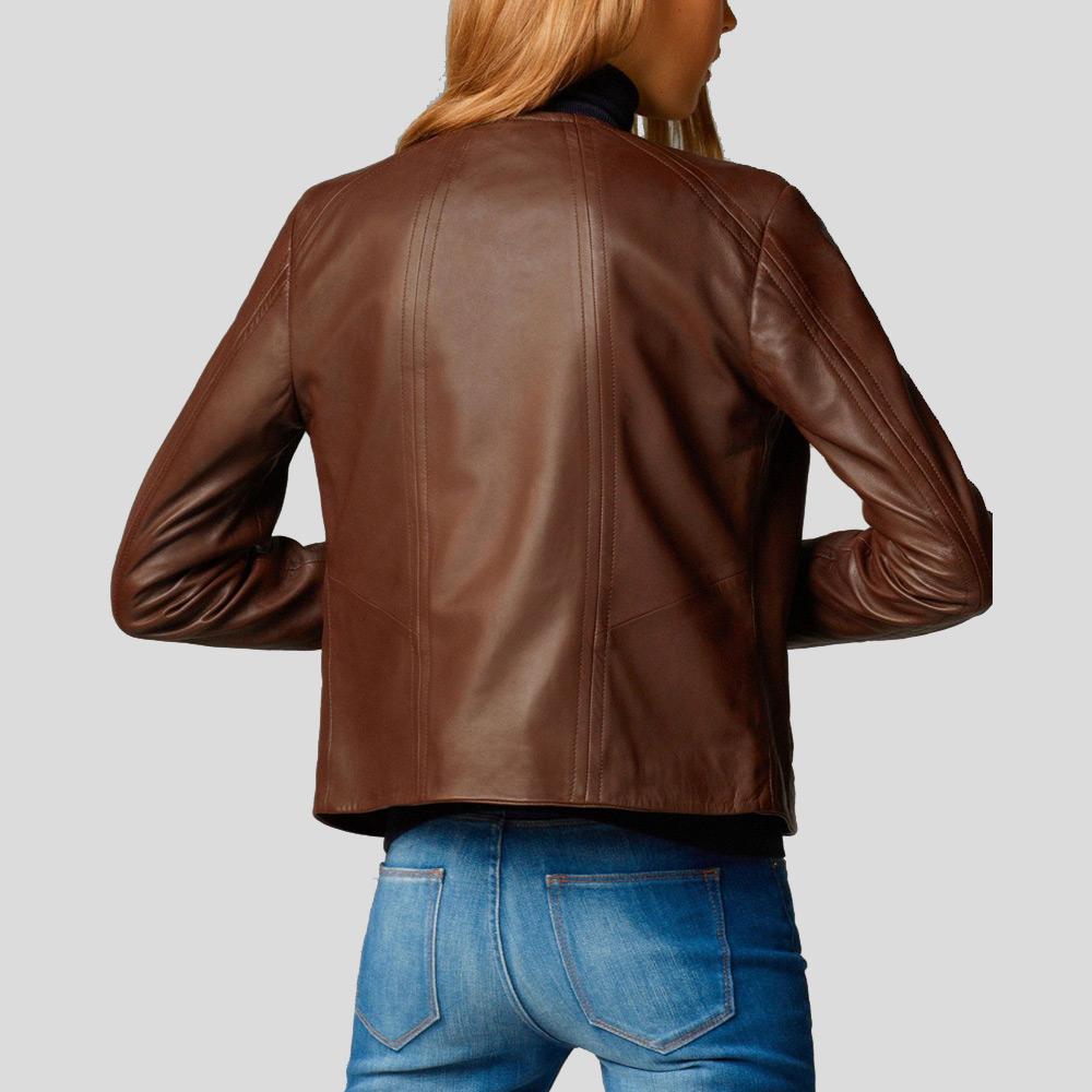 Olivia Brown Motorcycle Leather Jacket