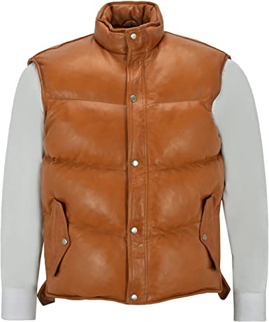 Men’s Lamb Puffer Leather Waistcoat