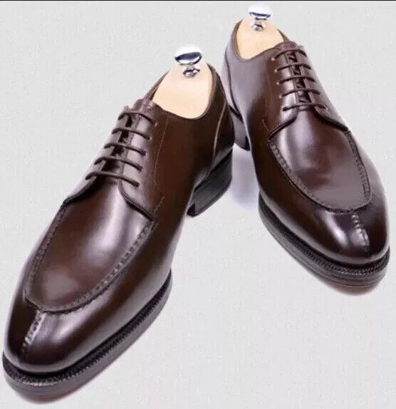 Men's Handmade Dark Brown Split Toe Premium Real Leather Formal Dress Shoes