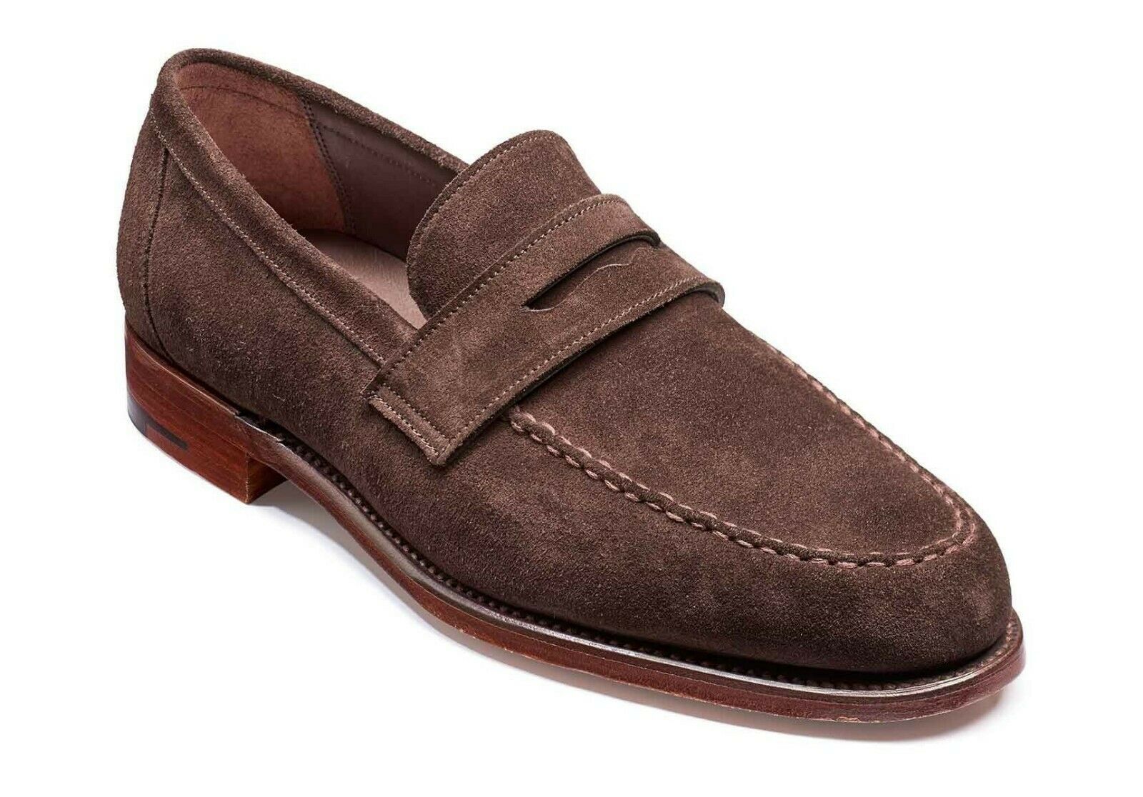 Men Brown Penny Loafer Slip On Suede Genuine Leather Formal Shoes