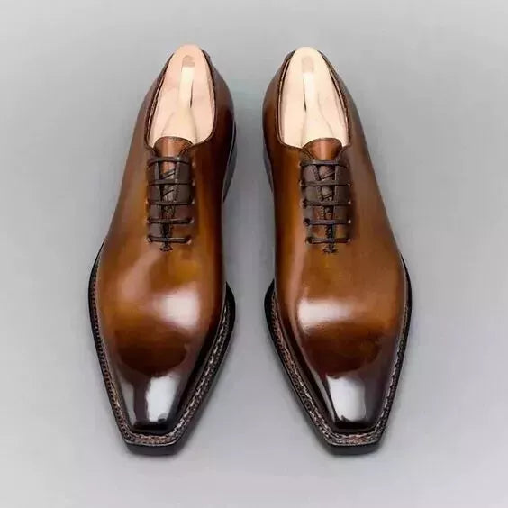 Bespoke Genuine Brown Leather oxford shoes, Handcrafted Men Whole Cut