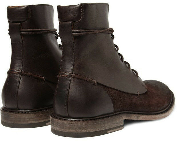 Men Chocolate Brown High Ankle Suede Leather Lace Up Boots