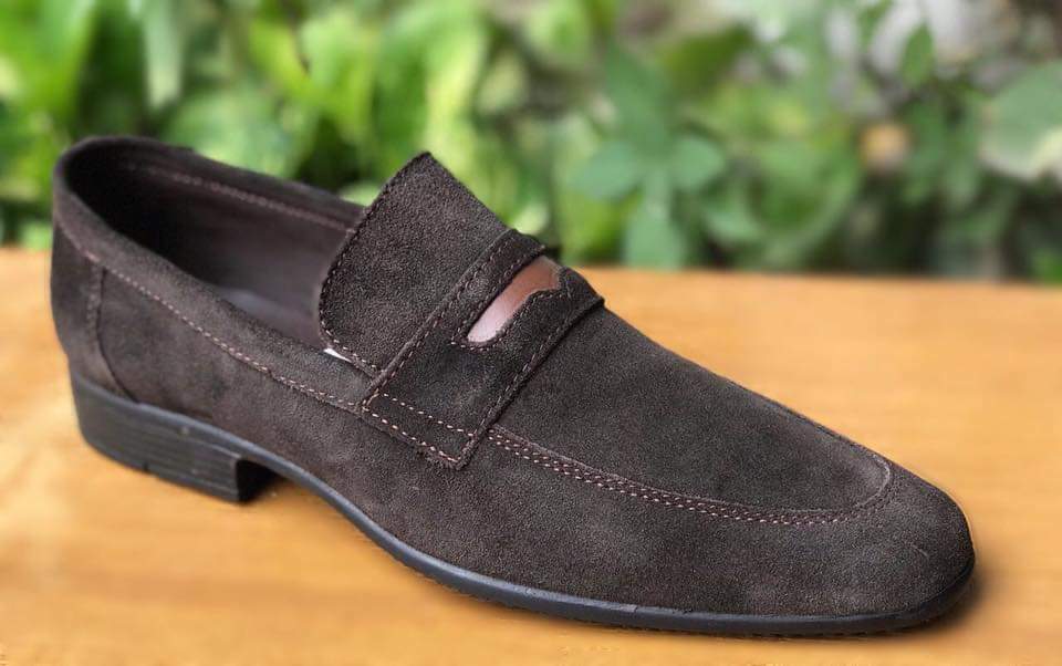 Handmade Men's Genuine Brown Suede Loafers & Slip Ons Formal Moccasins Shoes