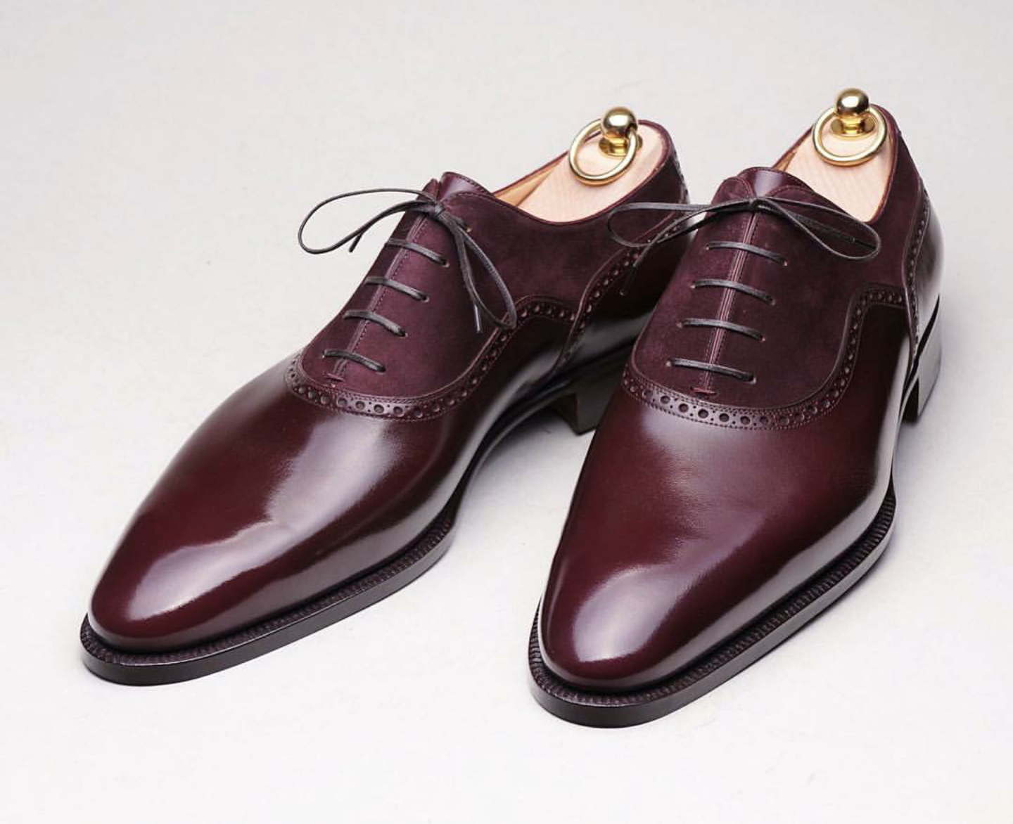 Handmade Purple Leather Formal Dress shoes for men, Two Tone Lace up