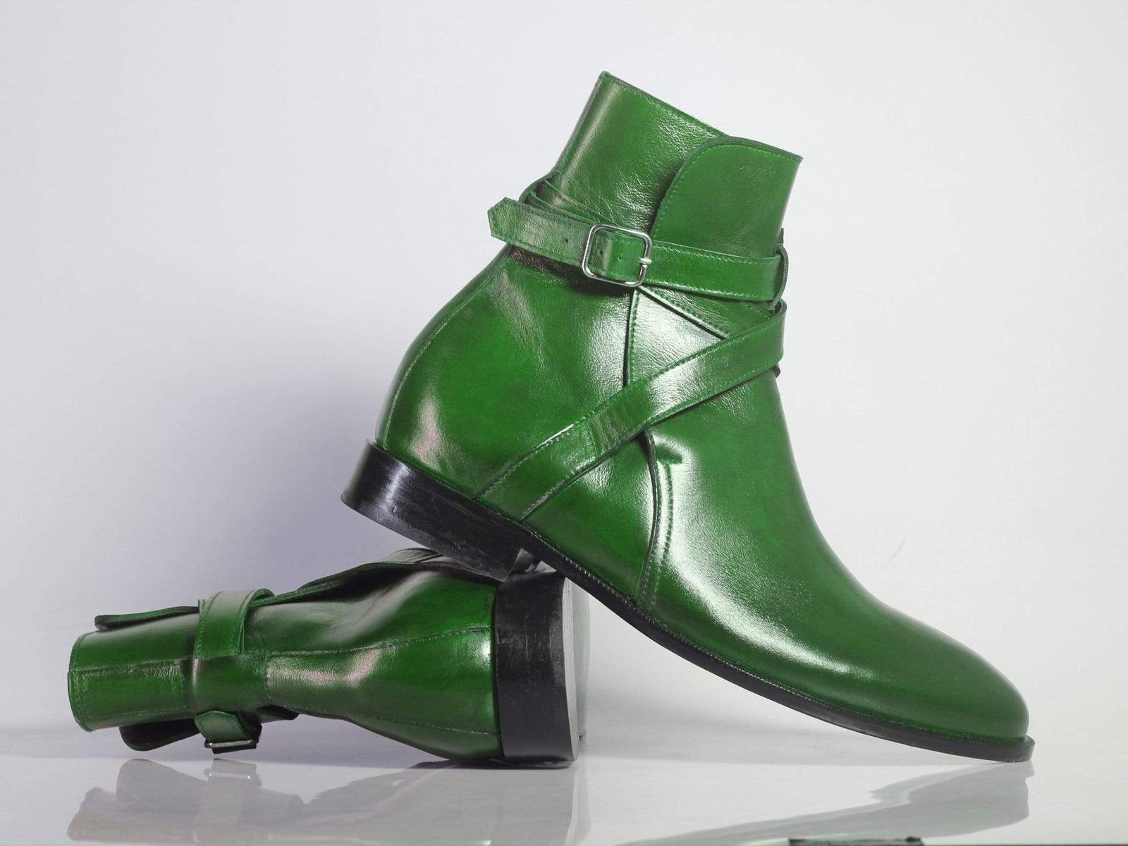 Handmade Men's Green Leather Jodhpur Boots, Men Ankle Boots, Men Designer Boots