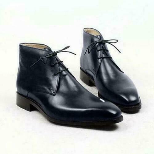 MEN'S HANDMADE BLACK CHUKKA BOOT LEATHER SHOES