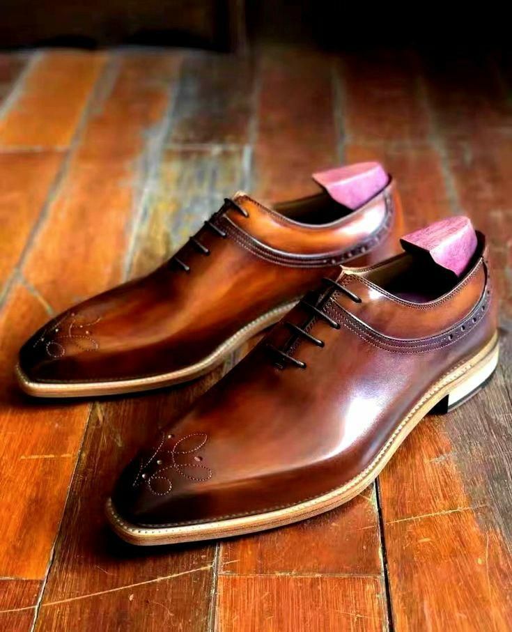 Handmade Men's Brown Leather Oxford Whole Cut Chiselled Toe Dress Formal Shoes