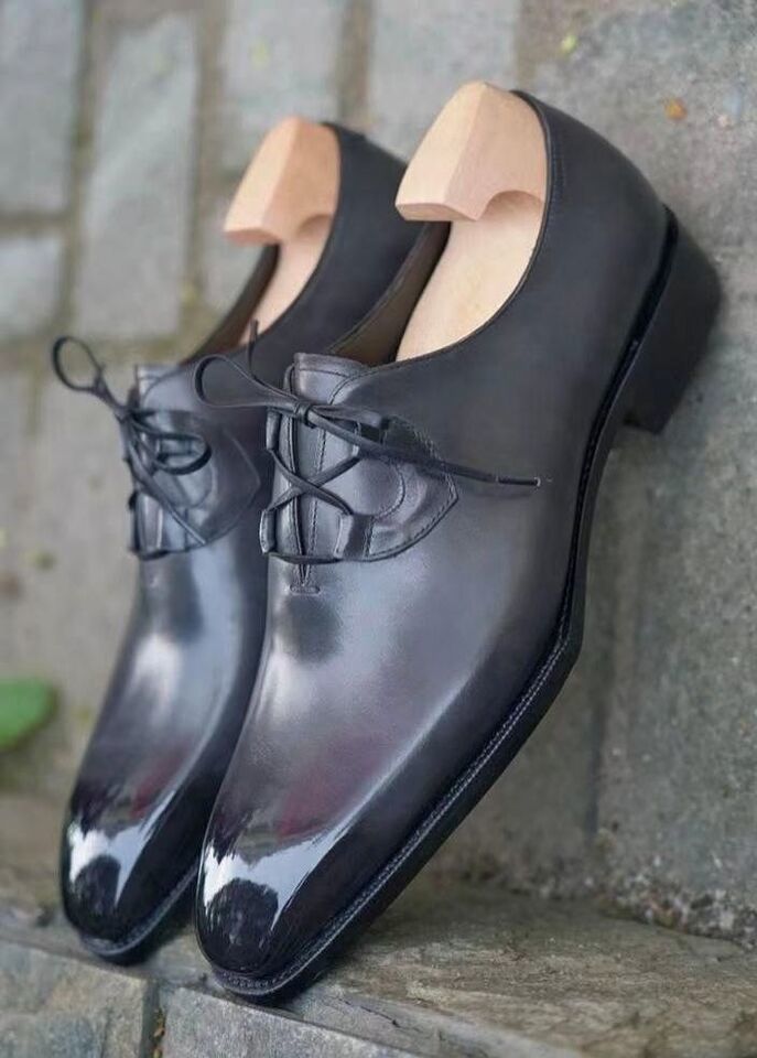 Handmade Men's Black Leather Oxford Whole Cut Chiselled Toe Dress Formal Shoes