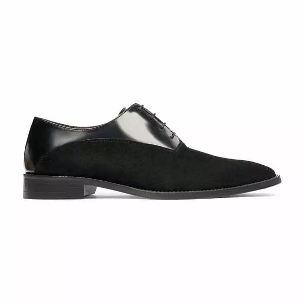 Handmade Black Suede and Leather Formal Dress Shoes, Office Shoes