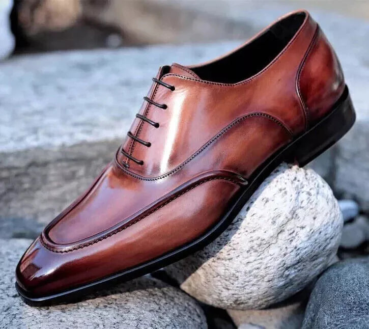 Men's Handmade Genuine Leather Shoes, Oxford lace Up Formal Wear Dress Shoes