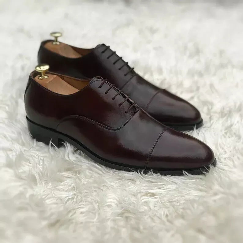 Handmade New Men dark brown oxfords dress shoes, Men brown formal