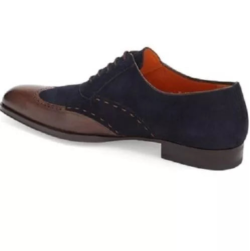 Handmade Men two tone shoes Men brown and blue formal shoes, Men leather shoes