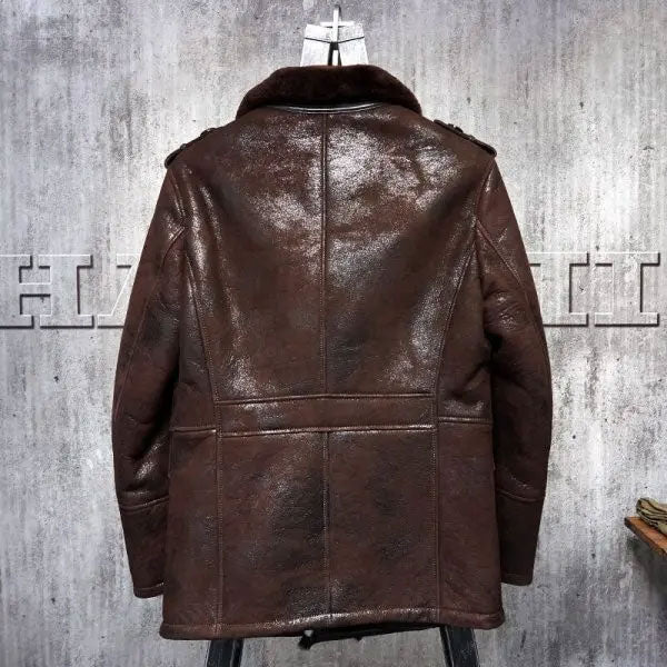 Mens Pilot’s Leather Aviator B3 Sheepskin Flying Bomber Jacket