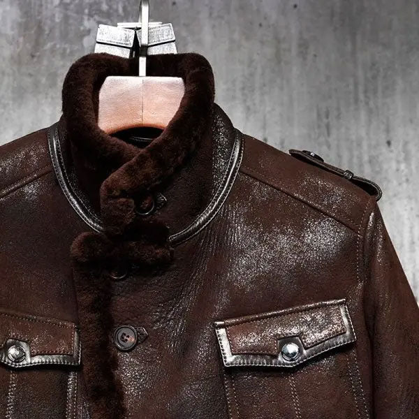 Mens Pilot’s Leather Aviator B3 Sheepskin Flying Bomber Jacket