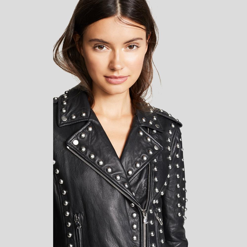 Jasmine Black Studded Leather Jacket