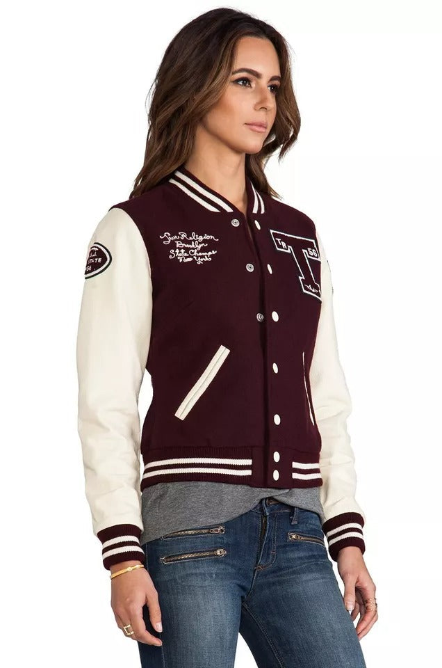 Women's Richie Brooklyn Varsity Wool & Leather Jacket